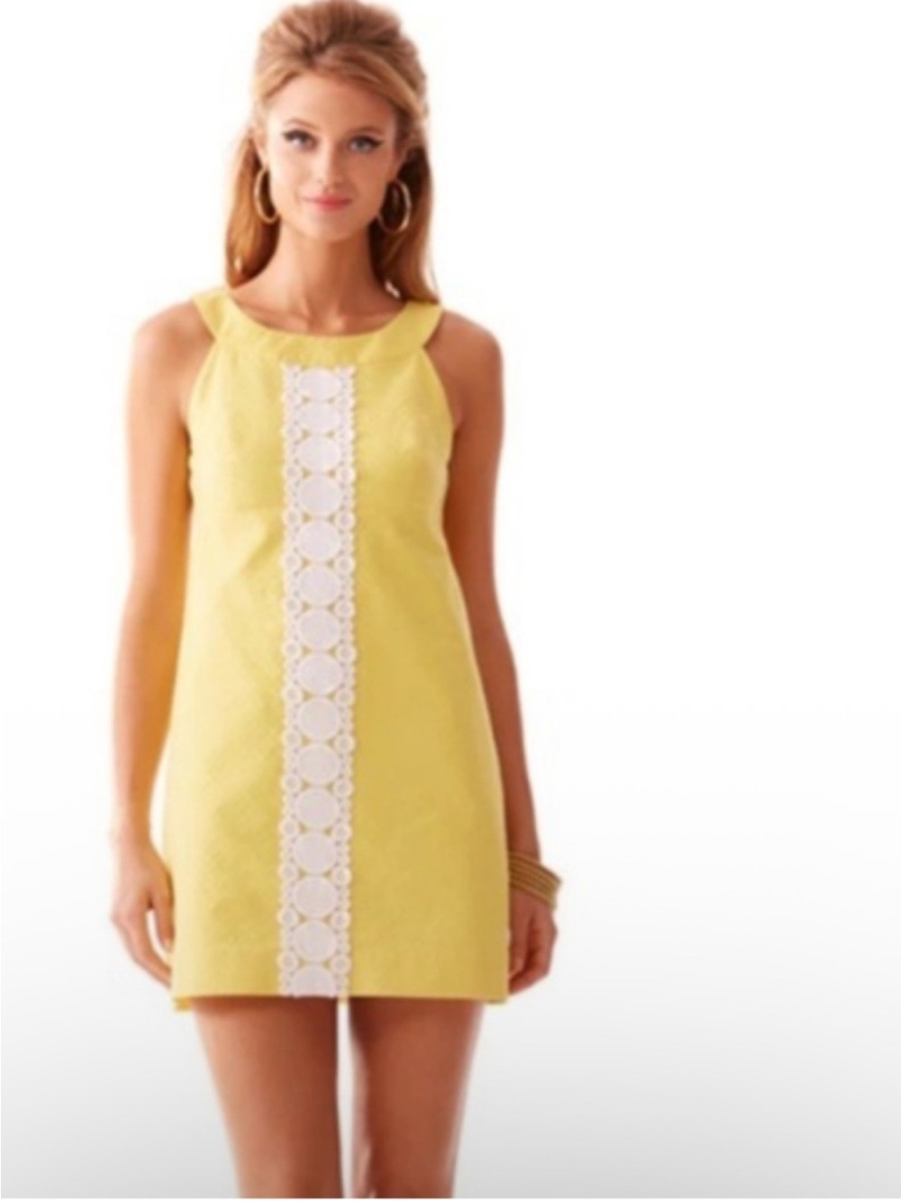 Lilly Pulitzer 💗Sleeveless Yellow Shift Dress with Lace Trim
